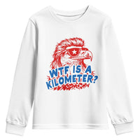 WTF Is A Kilometer Funny American Bald Eagle Youth Sweatshirt Patriotic 4th of July Humor