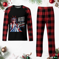Patriotic Lady Liberty Feminist Graphic Plaid Pajama Set Can Someone Please Just Put A Woman In Charge Funny Feminism