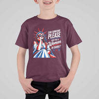 Patriotic Lady Liberty Feminist Graphic T Shirt For Kid Can Someone Please Just Put A Woman In Charge Funny Feminism