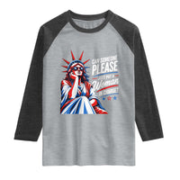 Patriotic Lady Liberty Feminist Graphic Raglan Shirt Can Someone Please Just Put A Woman In Charge Funny Feminism