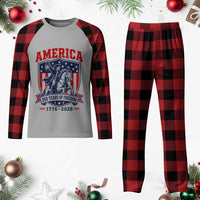 250 Years of Freedom Paul Revere Midnight Ride Plaid Pajama Set Patriotic Historical Revolution American Flag Shield