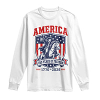 250 Years of Freedom Paul Revere Midnight Ride Long Sleeve Shirt Patriotic Historical Revolution American Flag Shield