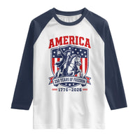250 Years of Freedom Paul Revere Midnight Ride Raglan Shirt Patriotic Historical Revolution American Flag Shield