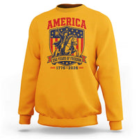 250 Years of Freedom Paul Revere Midnight Ride Sweatshirt Patriotic Historical Revolution American Flag Shield