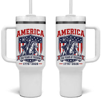 250 Years of Freedom Paul Revere Midnight Ride Tumbler With Handle Patriotic Historical Revolution American Flag Shield