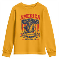 250 Years of Freedom Paul Revere Midnight Ride Youth Sweatshirt Patriotic Historical Revolution American Flag Shield