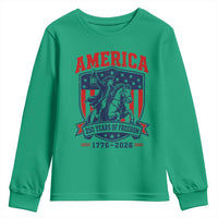 250 Years of Freedom Paul Revere Midnight Ride Youth Sweatshirt Patriotic Historical Revolution American Flag Shield