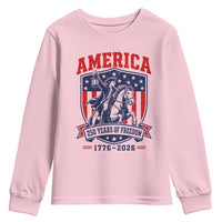 250 Years of Freedom Paul Revere Midnight Ride Youth Sweatshirt Patriotic Historical Revolution American Flag Shield