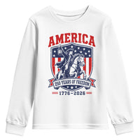 250 Years of Freedom Paul Revere Midnight Ride Youth Sweatshirt Patriotic Historical Revolution American Flag Shield