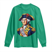 George Washington Patriotic History Graphic Long Sleeve Shirt Liberty Looks Good On Me 4th of July Founding Father Humor