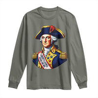 George Washington Patriotic History Graphic Long Sleeve Shirt Liberty Looks Good On Me 4th of July Founding Father Humor
