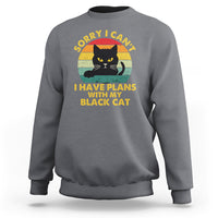 Cat Lover Sweatshirt Sorry I Can't I Have Plans With My Black Cat - Wonder Print Shop