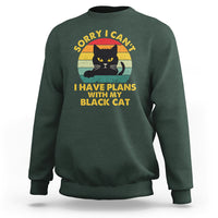 Cat Lover Sweatshirt Sorry I Can't I Have Plans With My Black Cat - Wonder Print Shop