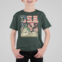 USA Legacy of Freedom T Shirt For Kid Patriotic Statue of Liberty Bald Eagle Mount Rushmore Graphic - Wonder Print Shop