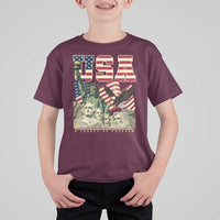 USA Legacy of Freedom T Shirt For Kid Patriotic Statue of Liberty Bald Eagle Mount Rushmore Graphic - Wonder Print Shop