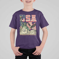 USA Legacy of Freedom T Shirt For Kid Patriotic Statue of Liberty Bald Eagle Mount Rushmore Graphic - Wonder Print Shop