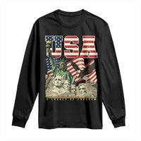 USA Legacy of Freedom Long Sleeve Shirt Patriotic Statue of Liberty Bald Eagle Mount Rushmore Graphic - Wonder Print Shop