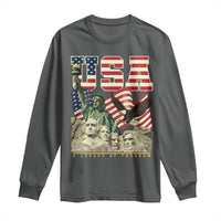 USA Legacy of Freedom Long Sleeve Shirt Patriotic Statue of Liberty Bald Eagle Mount Rushmore Graphic - Wonder Print Shop