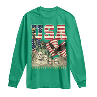 USA Legacy of Freedom Long Sleeve Shirt Patriotic Statue of Liberty Bald Eagle Mount Rushmore Graphic - Wonder Print Shop