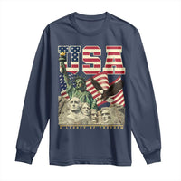 USA Legacy of Freedom Long Sleeve Shirt Patriotic Statue of Liberty Bald Eagle Mount Rushmore Graphic - Wonder Print Shop