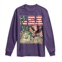 USA Legacy of Freedom Long Sleeve Shirt Patriotic Statue of Liberty Bald Eagle Mount Rushmore Graphic - Wonder Print Shop