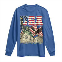 USA Legacy of Freedom Long Sleeve Shirt Patriotic Statue of Liberty Bald Eagle Mount Rushmore Graphic - Wonder Print Shop
