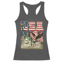 USA Legacy of Freedom Racerback Tank Top Patriotic Statue of Liberty Bald Eagle Mount Rushmore Graphic - Wonder Print Shop
