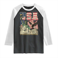 USA Legacy of Freedom Raglan Shirt Patriotic Statue of Liberty Bald Eagle Mount Rushmore Graphic - Wonder Print Shop