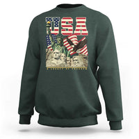 USA Legacy of Freedom Sweatshirt Patriotic Statue of Liberty Bald Eagle Mount Rushmore Graphic - Wonder Print Shop
