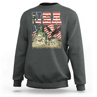 USA Legacy of Freedom Sweatshirt Patriotic Statue of Liberty Bald Eagle Mount Rushmore Graphic - Wonder Print Shop