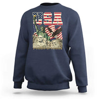 USA Legacy of Freedom Sweatshirt Patriotic Statue of Liberty Bald Eagle Mount Rushmore Graphic - Wonder Print Shop