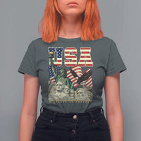 USA Legacy of Freedom T Shirt For Women Patriotic Statue of Liberty Bald Eagle Mount Rushmore Graphic - Wonder Print Shop
