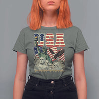 USA Legacy of Freedom T Shirt For Women Patriotic Statue of Liberty Bald Eagle Mount Rushmore Graphic - Wonder Print Shop