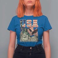 USA Legacy of Freedom T Shirt For Women Patriotic Statue of Liberty Bald Eagle Mount Rushmore Graphic - Wonder Print Shop