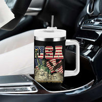 USA Legacy of Freedom Tumbler With Handle Patriotic Statue of Liberty Bald Eagle Mount Rushmore Graphic - Wonder Print Shop