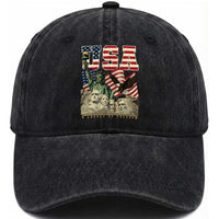 USA Legacy of Freedom Washed Cotton Baseball Cap Patriotic Statue of Liberty Bald Eagle Mount Rushmore Graphic