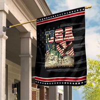 USA Legacy of Freedom Garden Flag Patriotic Statue of Liberty Bald Eagle Mount Rushmore Graphic