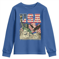 USA Legacy of Freedom Youth Sweatshirt Patriotic Statue of Liberty Bald Eagle Mount Rushmore Graphic - Wonder Print Shop