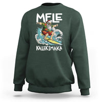 Mele Kalikimaka Tropical Hawaiian Christmas in Hawaii Surfing Santa Sweatshirt - Wonder Print Shop
