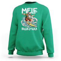 Mele Kalikimaka Tropical Hawaiian Christmas in Hawaii Surfing Santa Sweatshirt - Wonder Print Shop