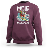 Mele Kalikimaka Tropical Hawaiian Christmas in Hawaii Surfing Santa Sweatshirt - Wonder Print Shop