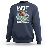 Mele Kalikimaka Tropical Hawaiian Christmas in Hawaii Surfing Santa Sweatshirt - Wonder Print Shop