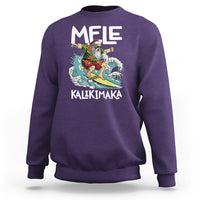 Mele Kalikimaka Tropical Hawaiian Christmas in Hawaii Surfing Santa Sweatshirt - Wonder Print Shop