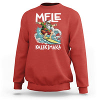 Mele Kalikimaka Tropical Hawaiian Christmas in Hawaii Surfing Santa Sweatshirt - Wonder Print Shop