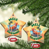 Hawaiian Christmas Ceramic Ornament Mele Kalikimaka Tropical Xmas in Hawaii Sunbath Santa - Wonder Print Shop