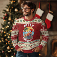 Xmas in Hawaii Ugly Christmas Sweater Mele Kalikimaka Hawaiian Tropical Sunbath Santa - Wonder Print Shop