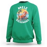 Mele Kalikimaka Tropical Hawaiian Christmas in Hawaii Sunbath Santa Sweatshirt - Wonder Print Shop