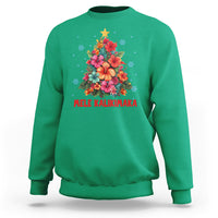 Tropical Hawaiian Hibiscus Christmas Tree Mele Kalikimaka Sweatshirt - Wonder Print Shop