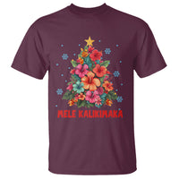 Tropical Hawaiian Hibiscus Christmas Tree Mele Kalikimaka T Shirt - Wonder Print Shop