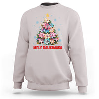 Tropical Hawaiian Plumeria Christmas Tree Mele Kalikimaka Sweatshirt - Wonder Print Shop